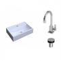 Imagem de Kit Cuba Q45 com Torneira Luxo 1195 e Válvula Click 1"B Pol. Compace
