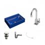 Imagem de Kit Cuba Q45 com Torneira Luxo 1195 Metal e Válvula Click 1 Pol. 1/2 Sifão Cromado e Flexível Compac