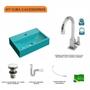 Imagem de Kit Cuba Q45 com Torneira Luxo 1195 Metal e Válvula Click 1 Pol. 1/2 Sifão PVC e Flexível Compace