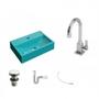 Imagem de Kit Cuba Q45 com Torneira Luxo 1195 Metal e Válvula Click 1 Pol. 1/2 Sifão PVC e Flexível Compace