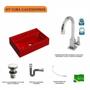Imagem de Kit Cuba Q45 com Torneira Luxo 1195 Metal e Válvula Click 1 Pol. Sifão Cromado e Flexível Compace