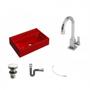Imagem de Kit Cuba Q45 com Torneira Luxo 1195 Metal e Válvula Click 1 Pol. Sifão Cromado e Flexível Compace