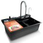 Imagem de Kit Cuba Quadrada + Torneira Extensivel com Controle de Temperatura Dispenser e Cascata Eletrônica  - Completa