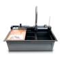 Imagem de Kit Cuba Quadrada + Torneira Extensivel com Controle de Temperatura Dispenser e Cascata Eletrônica  - Completa