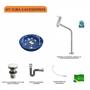 Imagem de Kit Cuba R30 com Torneira Link 1062 Metal e Válvula Click 1 Polegada G e Sifão Cromado e Flexível Co