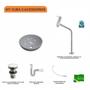 Imagem de Kit Cuba R30 com Torneira Link 1062 Metal e Válvula Click 1 Polegada G e Sifão Pvc e Flexível Compac