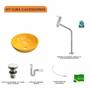 Imagem de Kit Cuba R35 com Torneira Link 1062 Metal e Válvula Click 1 Polegada e meia e Sifão Pvc e Flexível C