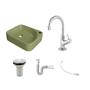 Imagem de Kit Cuba Ro36 Cross com Torneira 1198 e Válvula Metal com Sifão e Flexível Verde Acqua