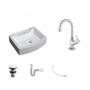 Imagem de Kit Cuba RT41 com Torneira 1198 Metal e Válvula Click 1 Polegada G e Sifão Pvc e Flexível Compace