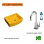 Imagem de Kit Cuba RT41 com Torneira Luxo 1195 Metal 1/4 Volta Compace Amarelo