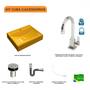 Imagem de Kit Cuba Rt49 com Torneira Luxo 1195 Metal e Válvula Click 1 Polegada B e Sifão Cromado e Flexível C