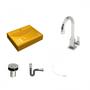 Imagem de Kit Cuba Rt49 com Torneira Luxo 1195 Metal e Válvula Click 1 Polegada B e Sifão Cromado e Flexível C