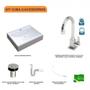 Imagem de Kit Cuba Rt49 com Torneira Luxo 1195 Metal e Válvula Click 1 Polegada B e Sifão PVC e Flexível Compa