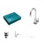 Imagem de Kit Cuba Rt49 com Torneira Luxo 1195 Metal e Válvula Click 1 Polegada G e Sifão Pvc e Flexível Compa