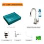 Imagem de Kit Cuba Rt49 com Torneira Luxo 1195 Metal e Válvula Click 1 Polegada G e Sifão Pvc e Flexível Compa