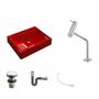 Imagem de Kit Cuba RT49 com Torneira Pratika 1060 Metal e Válvula Click 1 Polegada G e Sifão Cromado e Flexíve