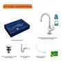 Imagem de Kit Cuba RT55 com Torneira 1198 Metal e Válvula Click 1 Polegada G e Sifão Pvc e Flexível Compace
