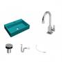 Imagem de Kit Cuba RT55 com Torneira Luxo 1195 Metal e Válvula Click 1 Polegada B e Sifão Pvc e Flexível Compa