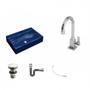 Imagem de Kit Cuba RT55 com Torneira Luxo 1195 Metal e Válvula Click 1 Polegada G e Sifão Cromado e Flexível C