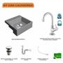 Imagem de Kit Cuba XQ355 com Torneira 1198 Metal e Válvula Click 1 1/2 com Sifão PVC e Flexível Compace