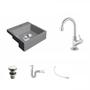 Imagem de Kit Cuba XQ355 com Torneira 1198 Metal e Válvula Click 1 1/2 com Sifão PVC e Flexível Compace