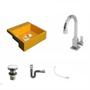 Imagem de Kit Cuba XQ355 com Torneira Luxo 1195 Metal e Válvula Click 1 1/2 com Sifão Cromado e Flexível Compa
