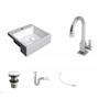 Imagem de Kit Cuba XQ355 com Torneira Luxo 1195 Metal e Válvula Click 1 1/2 com Sifão PVC e Flexível Compace
