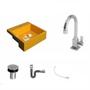 Imagem de Kit Cuba XQ355 com Torneira Luxo 1195 Metal e Válvula Click 1"B com Sifão Cromado e Flexível Compace