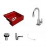 Imagem de Kit Cuba XQ355 com Torneira Luxo 1195 Metal e Válvula Click 1"B com Sifão Cromado e Flexível Compace