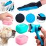 Imagem de Kit Cuidados Banho Pets Lava Pets Cães Gatos com 1 Luva Tira Pelos Nano+1 Escova Removedora Pelos mortos + 1  Porta Shampoo Massageador