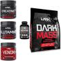 Imagem de Kit Dark Mass 3kg Choco Branco + Venom Frutas Verm + Crea Fuse 150g + Gluta 150g+ Multi Dark Lab