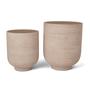Imagem de kit de 2 cachepot em cimento bege riscado mart 26,cm5 e 22cm