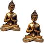 Imagem de Kit de 2 Estátuas de Mini Buda Hindu Resina Dourado 8,5cm