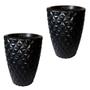 Imagem de Kit de 2 vasos para planta coluna redondo modelo diamante com efeito 3D decoração Casa e Jardim 29x25