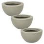 Imagem de Kit de 3 vasos bacia para planta e flores em polietileno escovado para decoração de jardim e casa 13x26