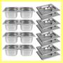 Imagem de Kit de 8 Cubas Gastronômicas Com Tampa Buffet Inox 1/6 100mm