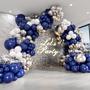 Imagem de Kit de Arco de Balões Azul Marinho e Prata - Decoração para Aniversário, Chá de Bebê e Casamento