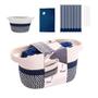 Imagem de Kit de Banheiro Azul Cortina Tapete e Cesto - Casambiente