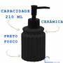 Imagem de Kit de Banheiro Com Bandeja Espelhada Preto Conjunto Para Lavabo Luxo 3 Peças Porta Sabonete Líquido e Porta Escova Algodão Pote Ceramica Saboneteira