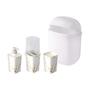 Imagem de Kit De Banheiro Dispenser 420 Ml Escova Algodão Lixeira 9,3L