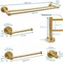 Imagem de Kit De Banheiro Dourado Inox Escovado Acessorio Lavabo Porta Toalha Duplo Papeleira Gancho Cabide Toalheiro Reto Suporte Parede Gold Escovado 4 Peças