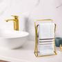Imagem de Kit de Banheiro Lavabo Luxo Preto Dourado 4 Peças Lixeira Porta Papel Toalha Dispenser Sabonete Líquido
