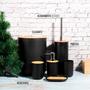 Imagem de Kit De Banheiro Lixeira Saboneteira Moderno Acabamento de Bambu 6 Peças - Sanxia