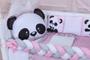 Imagem de Kit De Berço Panda Completo 12 Peças Com Saia E Trança Rosa
