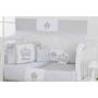 Imagem de Kit de berço quarto de bebe bordado completo doce nuvem com mosquiteiro e saia algodão com 12 pçs