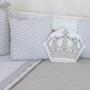 Imagem de Kit de berço quarto de bebe bordado completo doce nuvem com mosquiteiro e saia algodão com 12 pçs