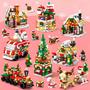 Imagem de Kit De Blocos De Construção De Natal 6 Em 1 Elf Deer Santa Train Snow House Xmas Tree Street View