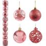 Imagem de Kit De Bolas De Natal Luxo Rose Mistas 6CM Para Árvore Natalina - Pendentes Decoração Bolinhas
