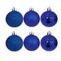 Imagem de Kit De Bolinhas De Natal Azul 7CM - Bolas Mistas Fosca Lisa Glitter Enfeites Rio Master