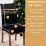Imagem de Kit de Capas de Cadeira Jantar Estampadas Ano Novo Ajustável com Elástico 10 Peças - Protetora Cozinha Malha Gel Helanca